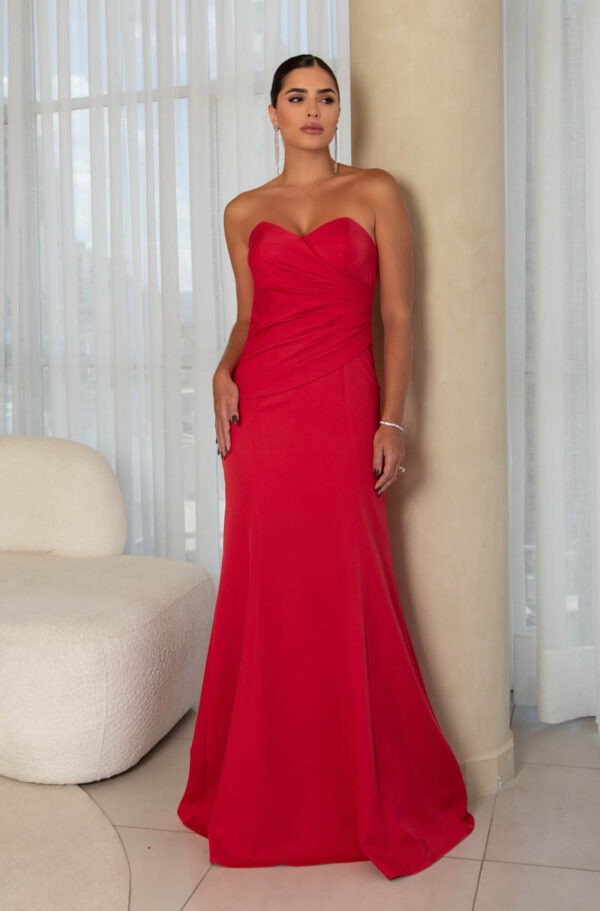 5773 - Vestido Elora Alfaiataria prega frontal e saia sereia - 38 40 42 - Vermelho