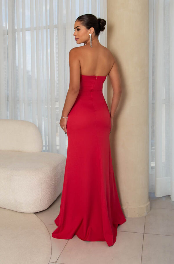 5773 - Vestido Elora Alfaiataria prega frontal e saia sereia - 38 40 42 - Vermelho - Image 5