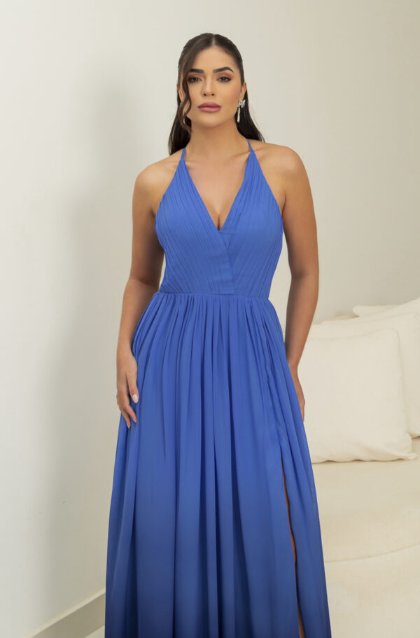 5793 - Vestido Nola Chiffon degrade busto plissado e saia fenda - 36 38 40 42 - Royal - Image 2