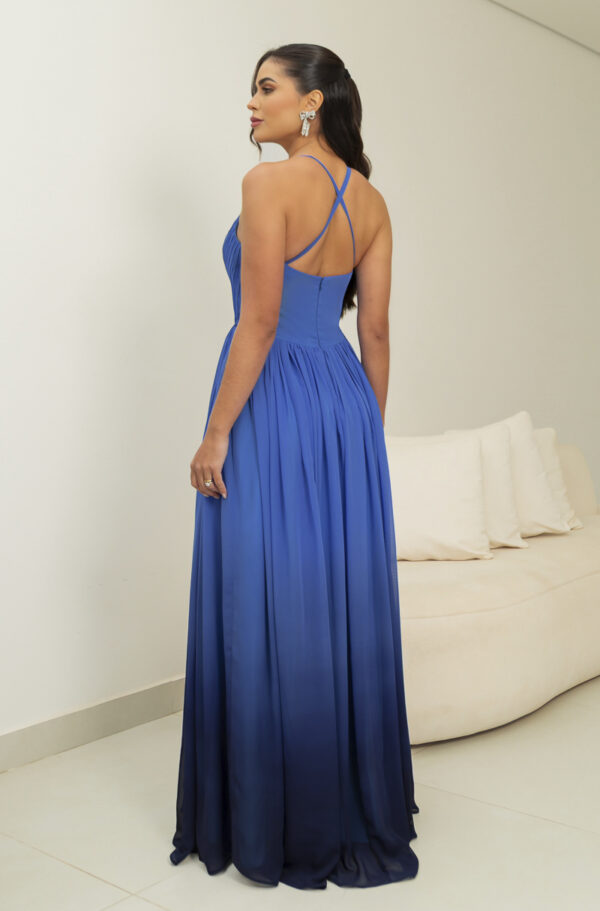 5793 - Vestido Nola Chiffon degrade busto plissado e saia fenda - 36 38 40 42 - Royal - Image 5