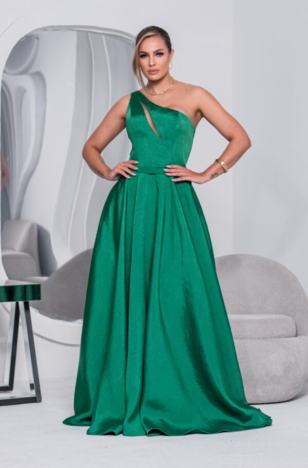 5794 - Vestido Alette Zibeline um ombro e saia rodada - 36 38 40 42 - Verde