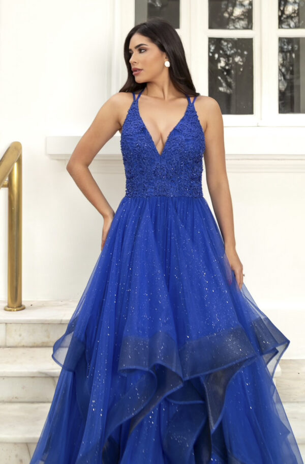 5801 - Vestido Hattie Bordado, alça dupla e saia cascata - 40 42 - Royal - Image 2