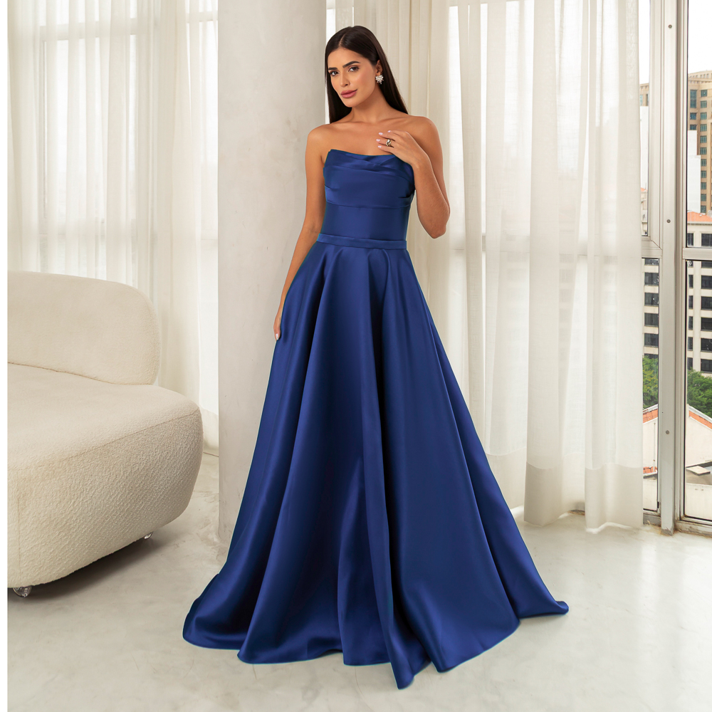 5832 - Vestido Shiloh Zibeline, prega frontal e saia rodada - Marinho - Image 3