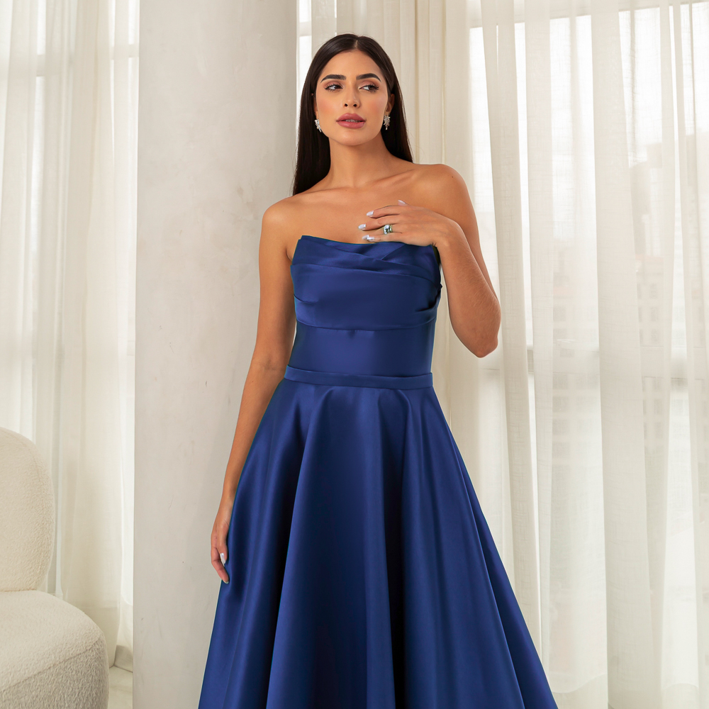 5832 - Vestido Shiloh Zibeline, prega frontal e saia rodada - Marinho - Image 4