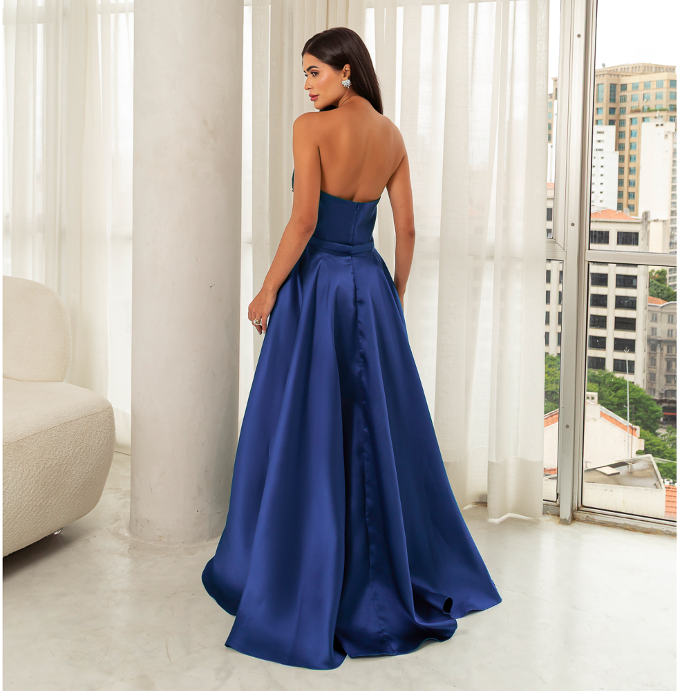 5832 - Vestido Shiloh Zibeline, prega frontal e saia rodada - Marinho - Image 5