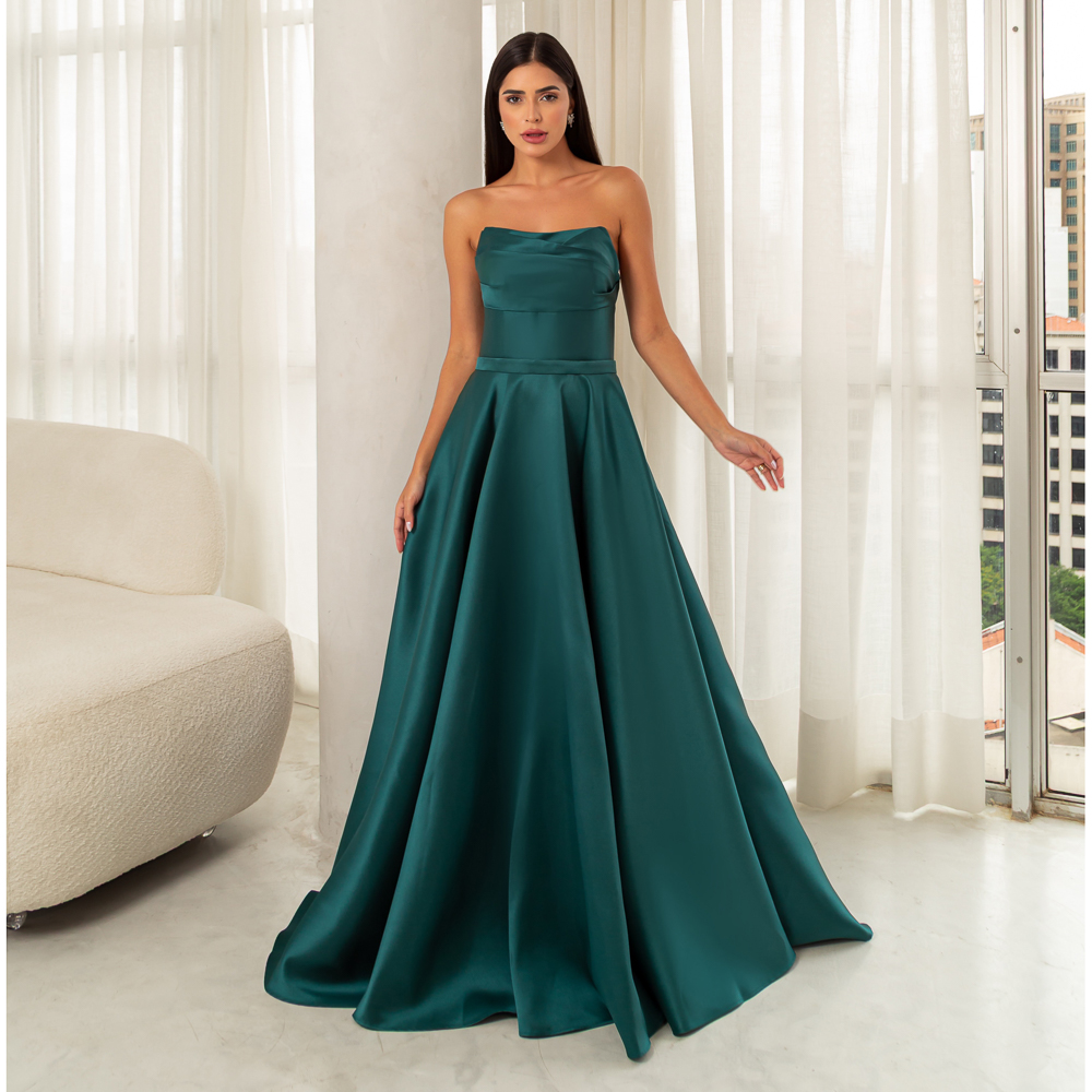 5832 - Vestido Shiloh Zibeline, prega frontal e saia rodada - Musgo - Image 2