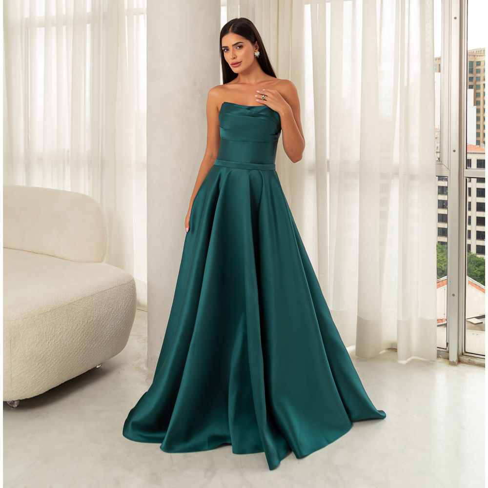 5832 - Vestido Shiloh Zibeline, prega frontal e saia rodada - Musgo - Image 4