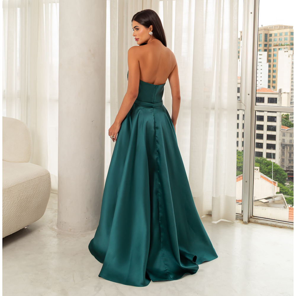 5832 - Vestido Shiloh Zibeline, prega frontal e saia rodada - Musgo - Image 5