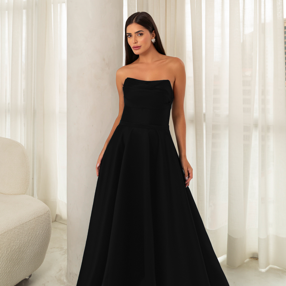 5832 - Vestido Shiloh Zibeline, prega frontal e saia rodada - Preto - Image 2